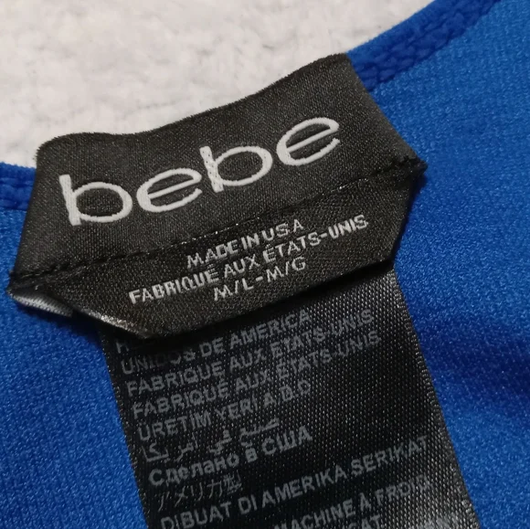 4 for $10 Bebe Royal Blue Sleeveless Stretchy Cutout Bodycon Bandage Dress M/L - Picture 5 of 10